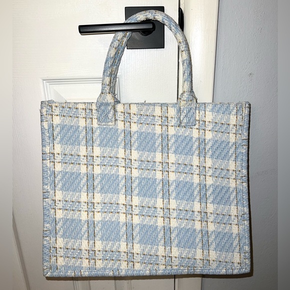 Impressions Online Boutique London Estate Tweed Tote In Sky Blue - One Size - Picture 5 of 10